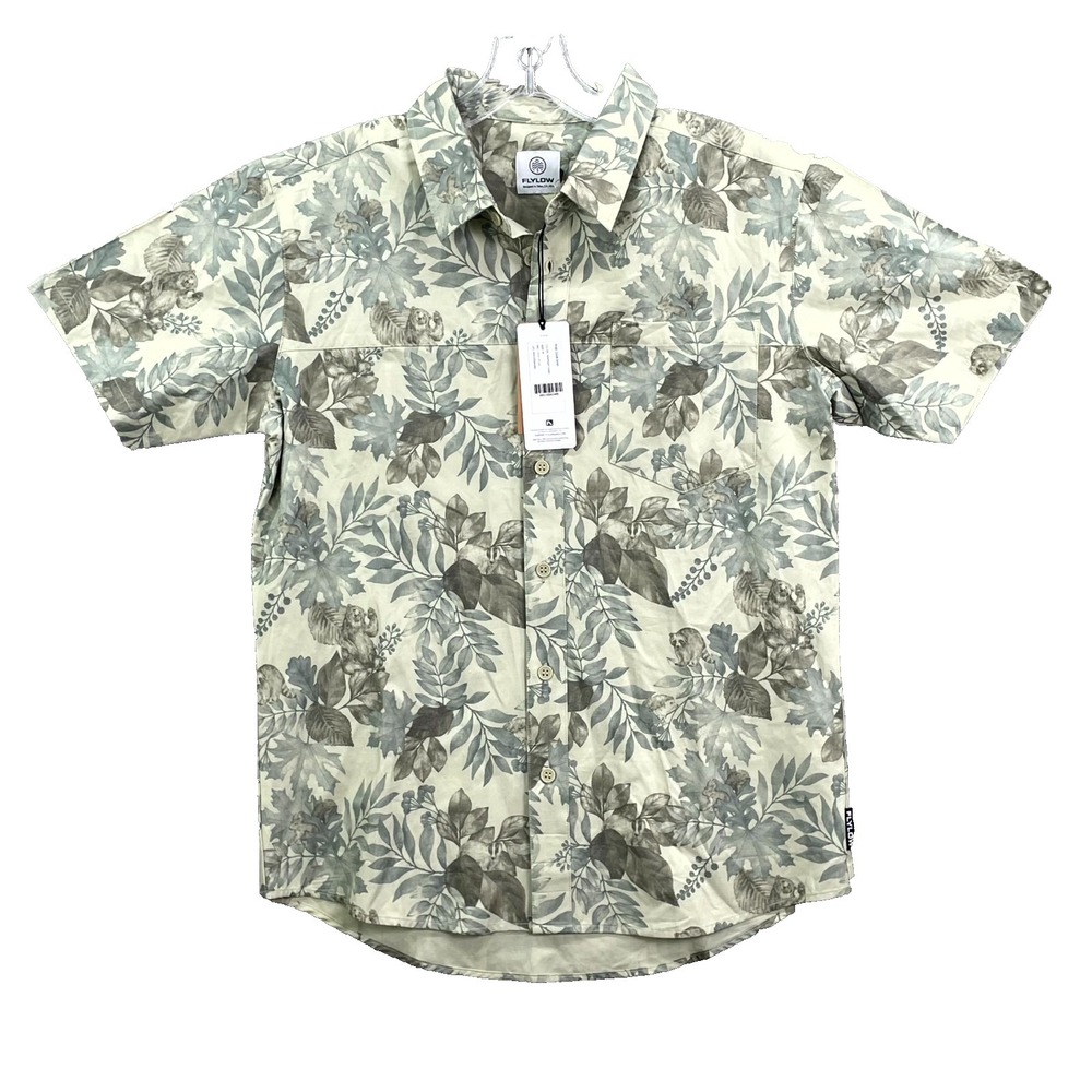 Flylow Wild Child Shirt Mens Medium Animal Print Stretch Hiking Outdoor Camping